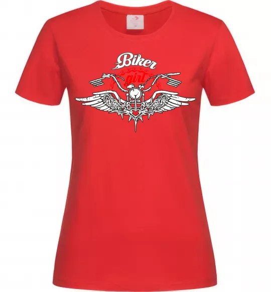 Жіноча футболка Biker girl moto Червоний фото