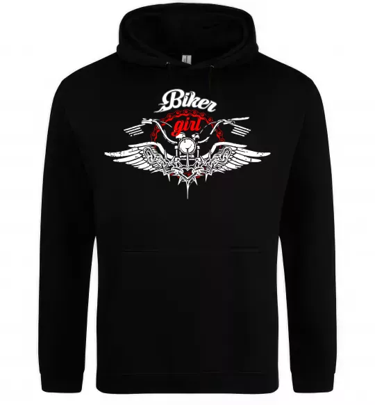 Женская толстовка (худи) Biker girl moto Черный фото