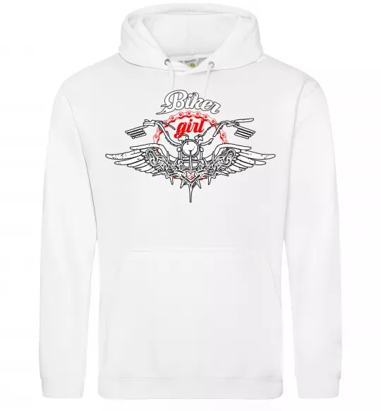 Женская толстовка (худи) Biker girl moto Белый фото