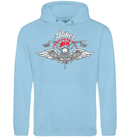 Жіноча толстовка (худі) Biker girl moto Блакитний фото