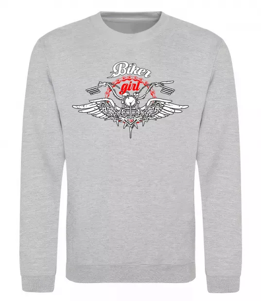 Світшот Biker girl moto Сірий меланж фото