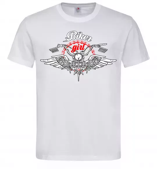 Чоловіча футболка Biker girl moto Білий фото