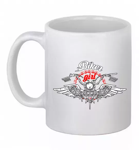 Чашка керамічна Biker girl moto Білий фото