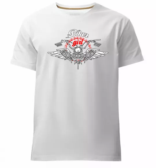 Чоловіча преміум футболка Biker girl moto Білий фото