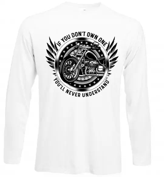 Лонгслив Biker You`ll never understand Белый фото