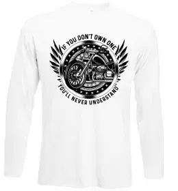 Лонгслив Biker You`ll never understand Белый фото