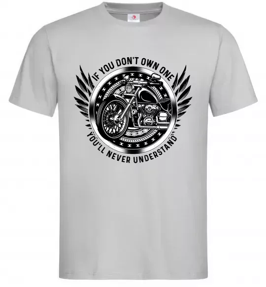 Мужская футболка Biker You`ll never understand Серый фото