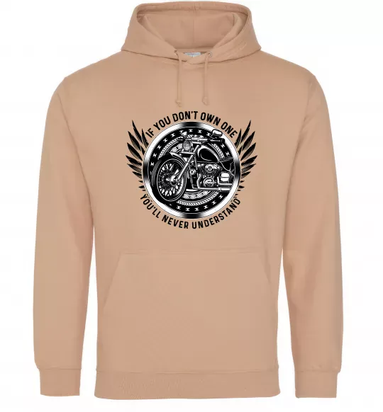 Чоловіча толстовка (худі) Biker You`ll never understand Пісочний фото