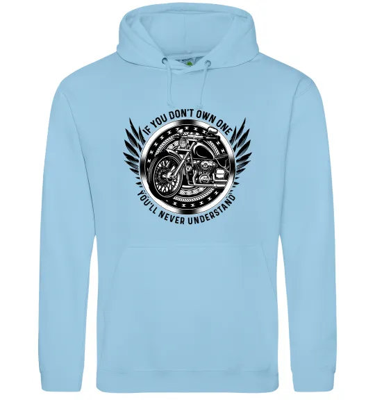 Чоловіча толстовка (худі) Biker You`ll never understand Блакитний фото