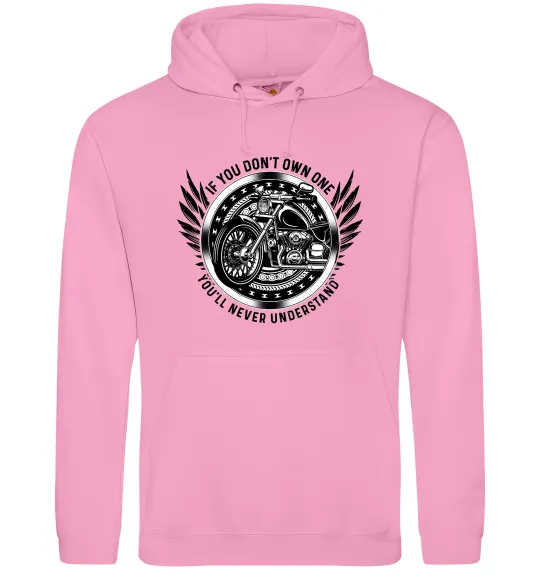 Женская толстовка (худи) Biker You`ll never understand Розовый фото