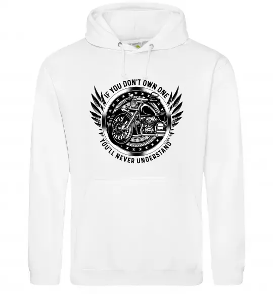 Женская толстовка (худи) Biker You`ll never understand Белый фото