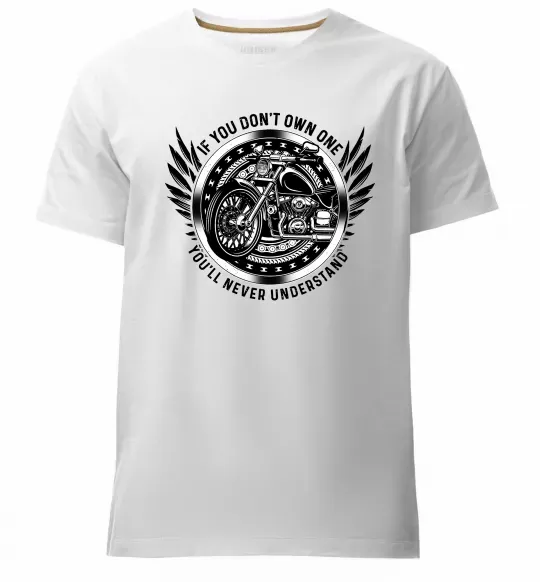 Мужская премиум футболка Biker You`ll never understand Белый фото