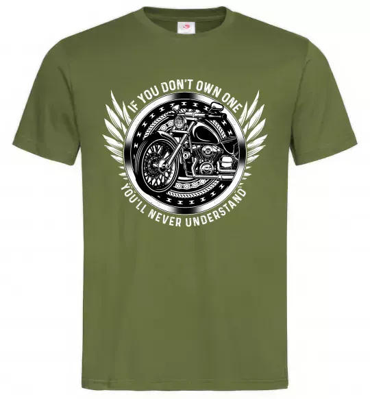 Мужская футболка Biker You`ll never understand Оливковый фото