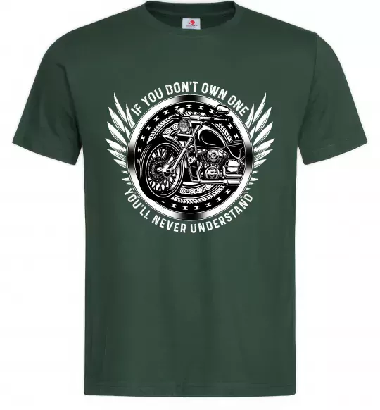 Мужская футболка Biker You`ll never understand Темно-зеленый фото