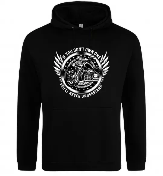 Женская толстовка (худи) Biker You`ll never understand Черный фото