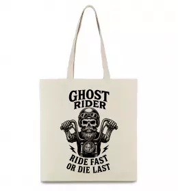 Эко-сумка Череп в шоломі Бежевый фото