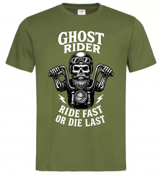 Мужская футболка Ghost rider Оливковый фото