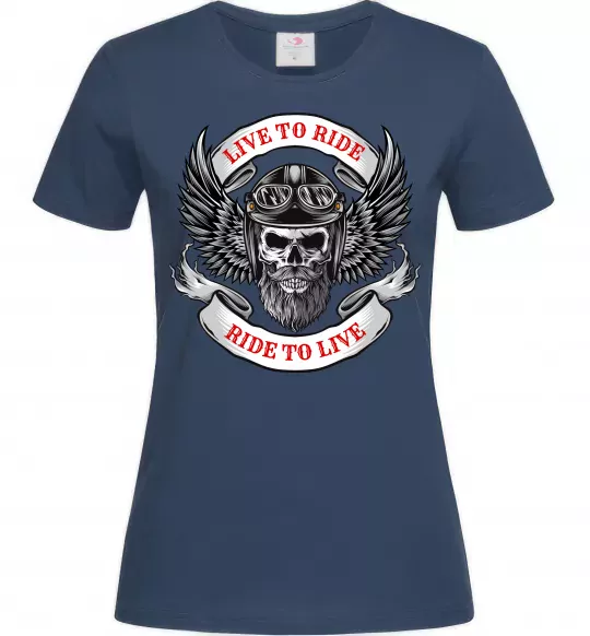 Жіноча футболка Live to ride Темно-синій фото