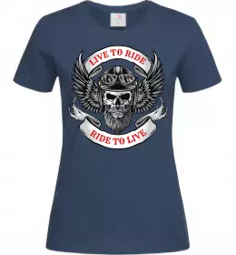 Жіноча футболка Live to ride Темно-синій фото