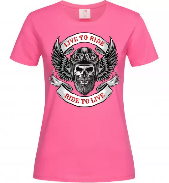 Жіноча футболка Live to ride Яскраво-рожевий фото