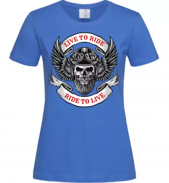 Жіноча футболка Live to ride Яскраво-синій фото