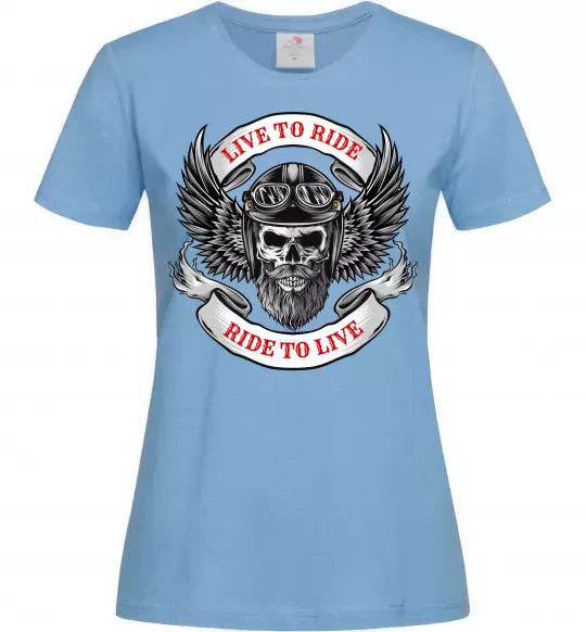 Жіноча футболка Live to ride Блакитний фото