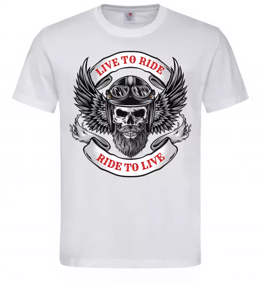 Мужская футболка Live to ride Белый фото