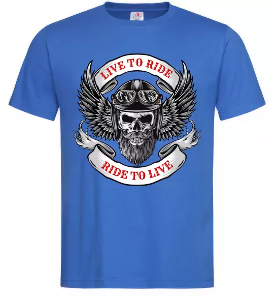 Мужская футболка Live to ride Ярко-синий фото
