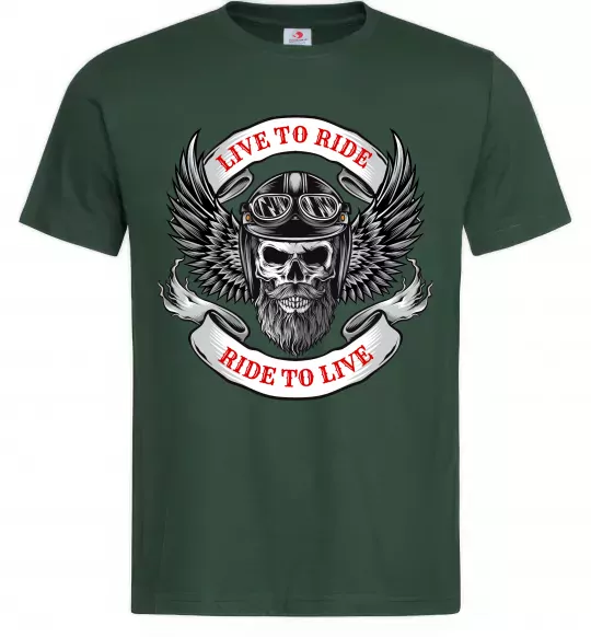 Мужская футболка Live to ride Темно-зеленый фото