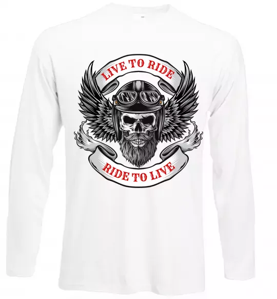 Лонгслив Live to ride Белый фото
