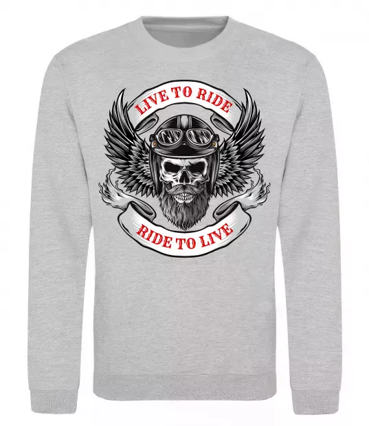 Світшот Live to ride Сірий меланж фото