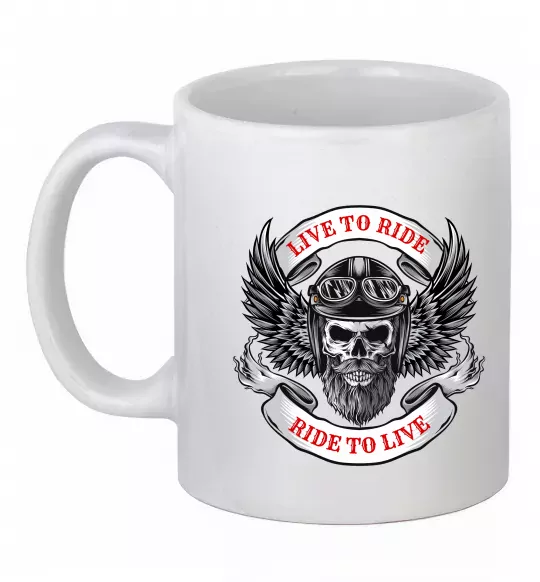 Чашка керамічна Live to ride Білий фото