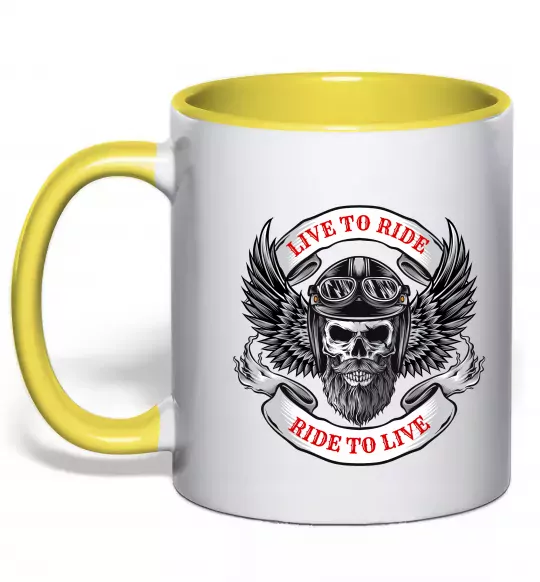 Чашка с цветной ручкой Live to ride Солнечно желтый фото
