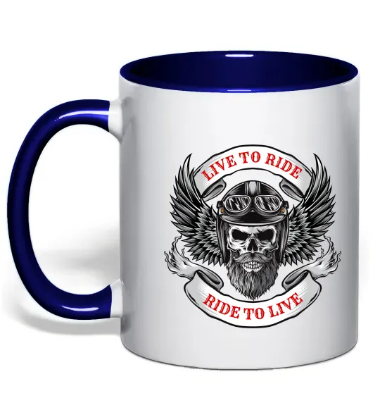 Чашка с цветной ручкой Live to ride Глубокий темно-синий фото