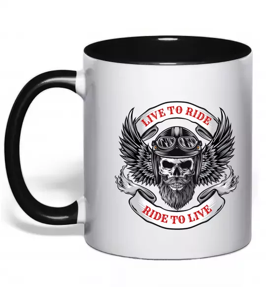 Чашка с цветной ручкой Live to ride Черный фото