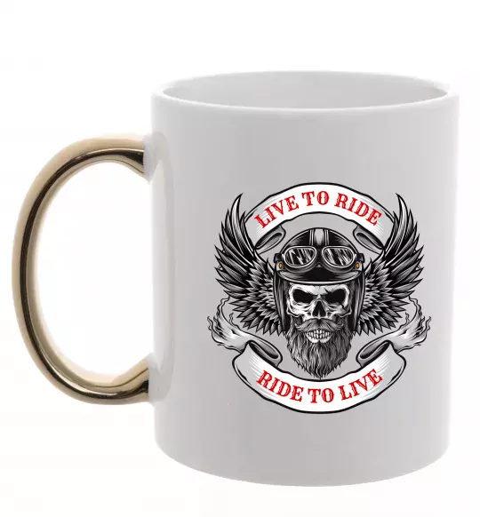 Чашка с цветной ручкой Live to ride Золото фото