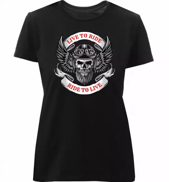 Женская премиум футболка Live to ride Черный фото
