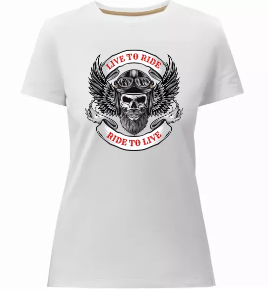 Женская премиум футболка Live to ride Белый фото