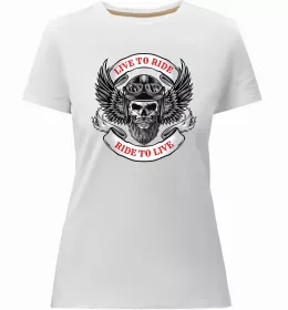 Женская премиум футболка Череп з метеликом та вухами Белый фото