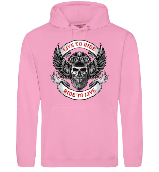 Мужская толстовка (худи) Live to ride Розовый фото