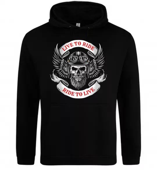 Мужская толстовка (худи) Live to ride Черный фото