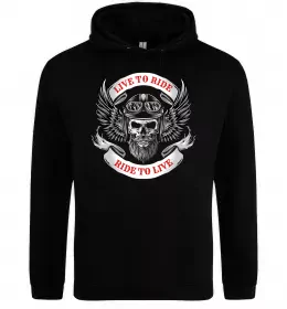 Мужская толстовка (худи) Череп з метеликом та вухами Черный фото