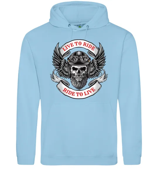 Мужская толстовка (худи) Live to ride Голубой фото