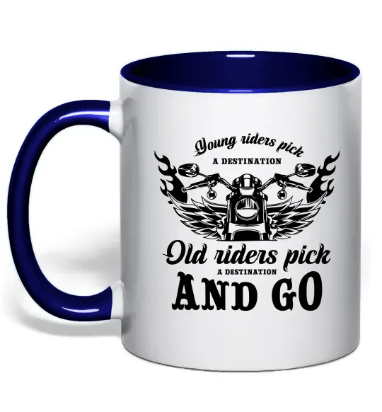 Чашка с цветной ручкой Old riders Глубокий темно-синий фото