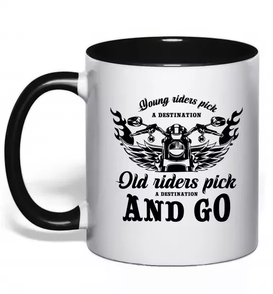 Чашка с цветной ручкой Old riders Черный фото