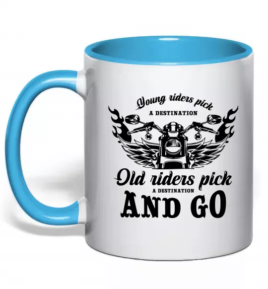 Чашка с цветной ручкой Old riders Голубой фото