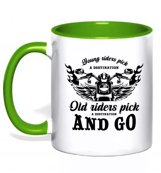 Чашка с цветной ручкой Old riders Зеленый фото