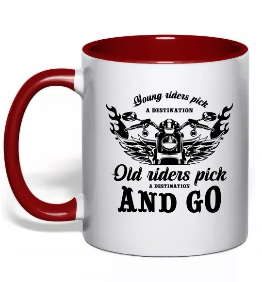 Чашка с цветной ручкой Old riders Красный фото