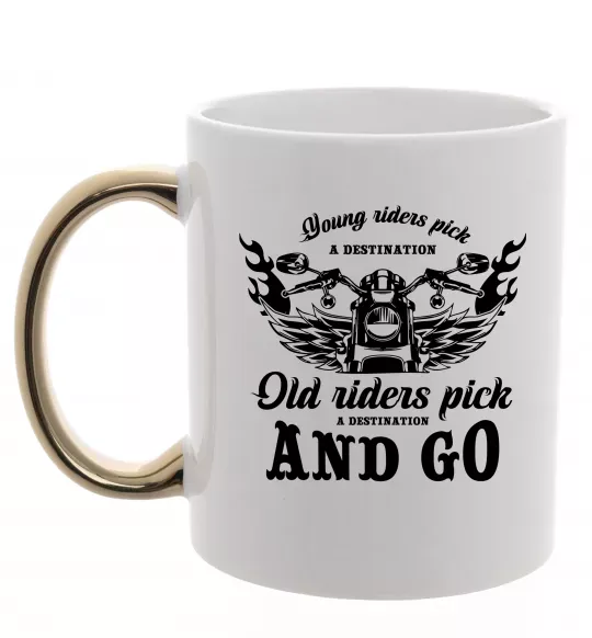 Чашка с цветной ручкой Old riders Золото фото