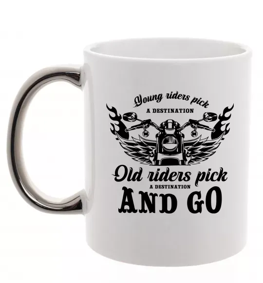 Чашка с цветной ручкой Old riders Серебро фото